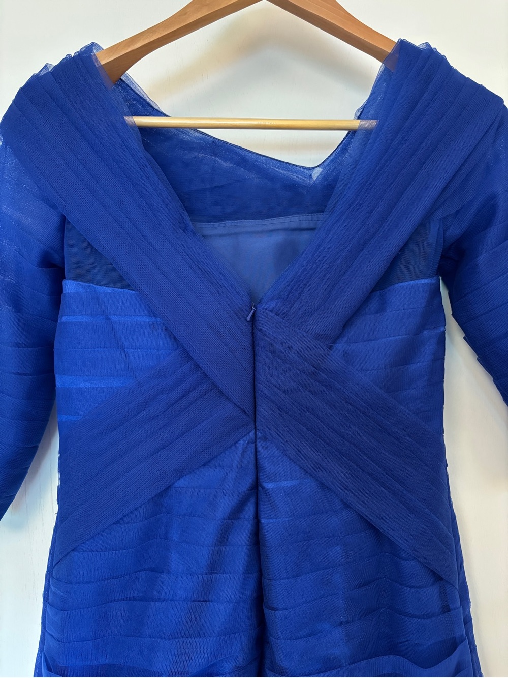 JJs House Royal Blue Cocktail Tulle Midi Dress Size 4-6 Prom Wiggle Dress Guest - Picture 5 of 12